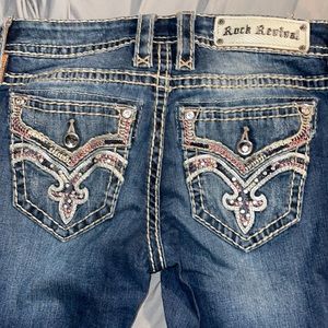 Rock Revival Distresses Bling Jeans
